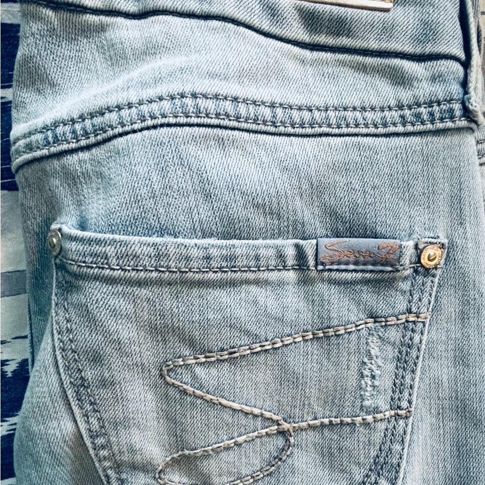 Seven7 Women's Pale Blue Skinny Jeans distressed w/ tummy control